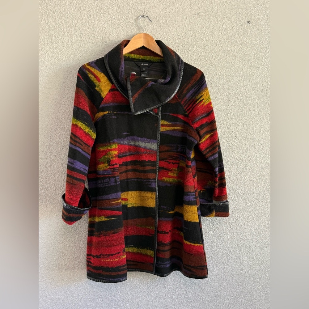 Ali Miles Southwestern‎ Aztec Blanket Sweater/Jacket Size Large Cowl Neck
